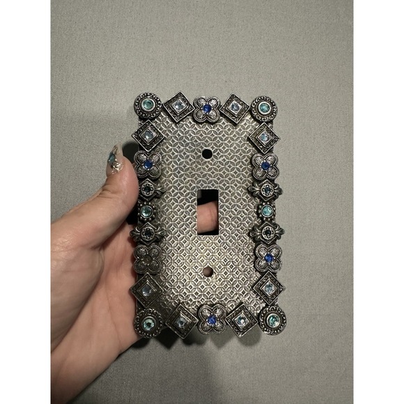 Anthropologie Other - Anthropology Pewter Blue Jeweled Single Light Switch Plate